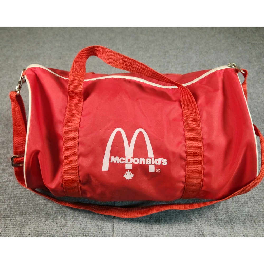 McDonalds Duffle Bag Unisex Red Vintage Canada Logo Barrel Gym EUC